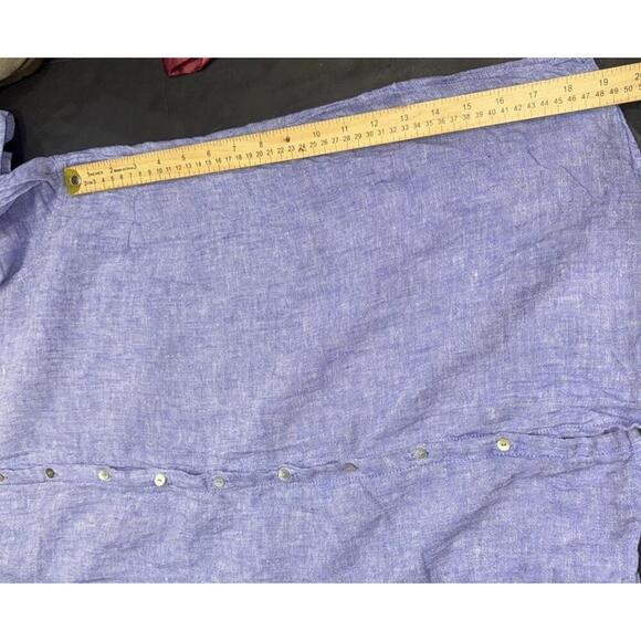 Tahari 100% Linen Blue Lightweight Boho Beach Quiet Luxury Minimalist Blouse 1X - Picture 8 of 14